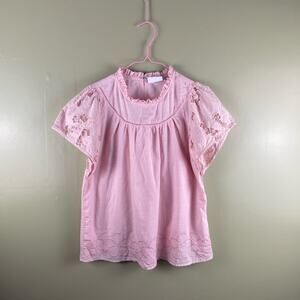 Mira ruffle neck crochet detail blouse